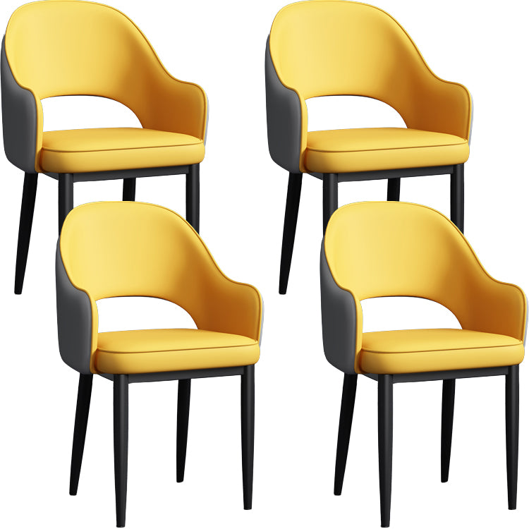 Contemporary Style Dining Chair Steel Legs Arm Chair with Upholstered