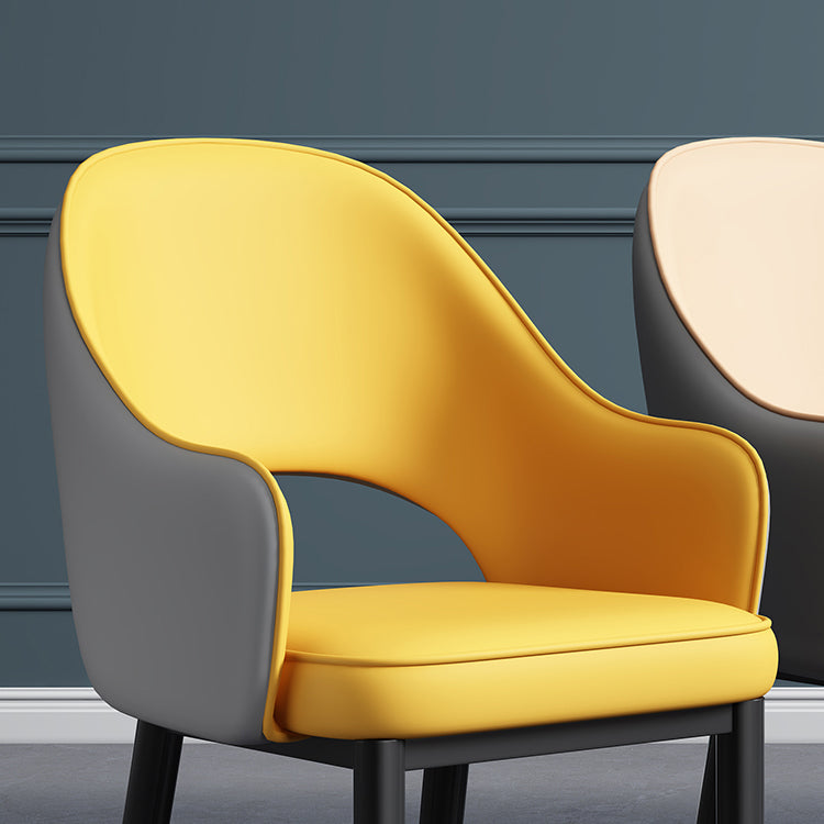 Contemporary Style Dining Chair Steel Legs Arm Chair with Upholstered