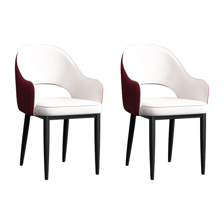 Contemporary Style Dining Chair Steel Legs Arm Chair with Upholstered