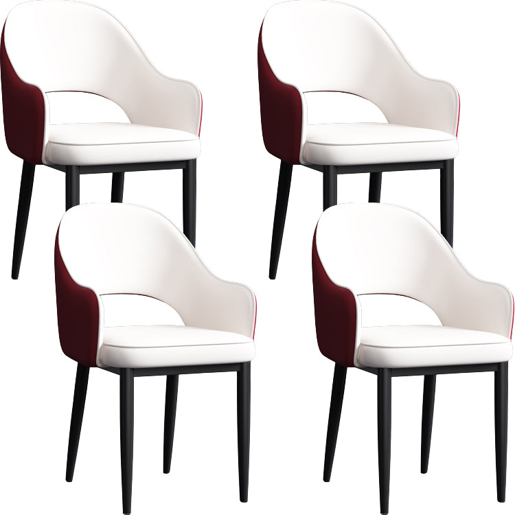 Contemporary Style Dining Chair Steel Legs Arm Chair with Upholstered