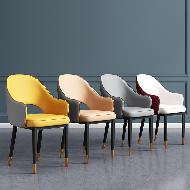 Contemporary Style Dining Chair Steel Legs Arm Chair with Upholstered