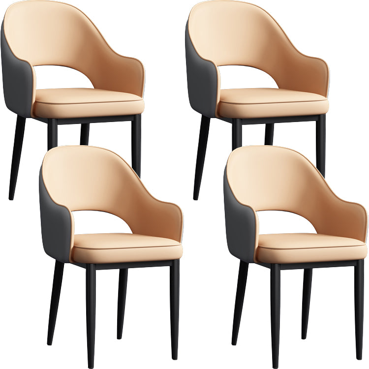 Contemporary Style Dining Chair Steel Legs Arm Chair with Upholstered