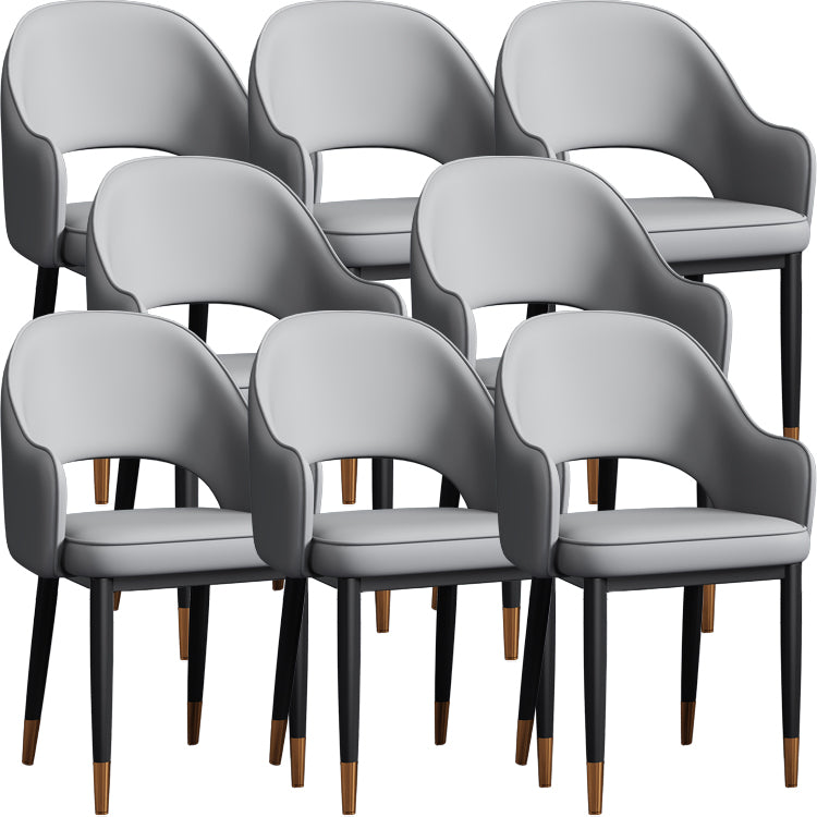 Contemporary Style Dining Chair Steel Legs Arm Chair with Upholstered