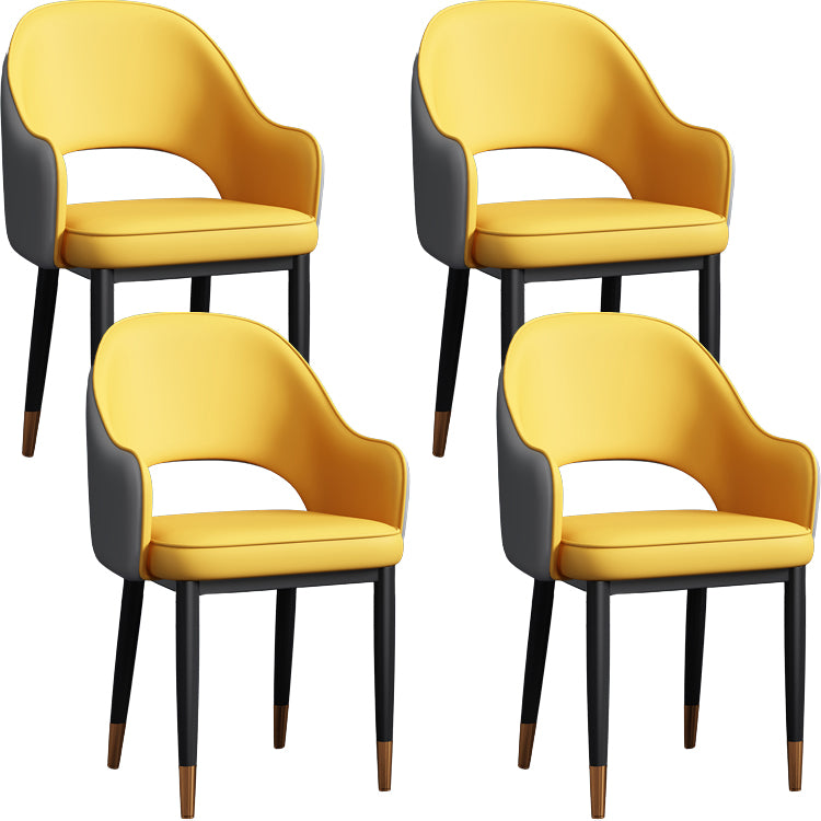 Contemporary Style Dining Chair Steel Legs Arm Chair with Upholstered