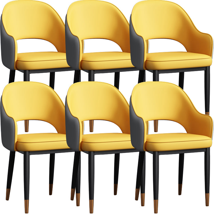 Contemporary Style Dining Chair Steel Legs Arm Chair with Upholstered