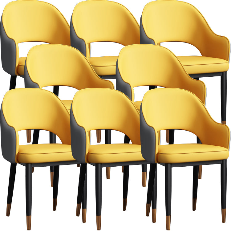 Contemporary Style Dining Chair Steel Legs Arm Chair with Upholstered