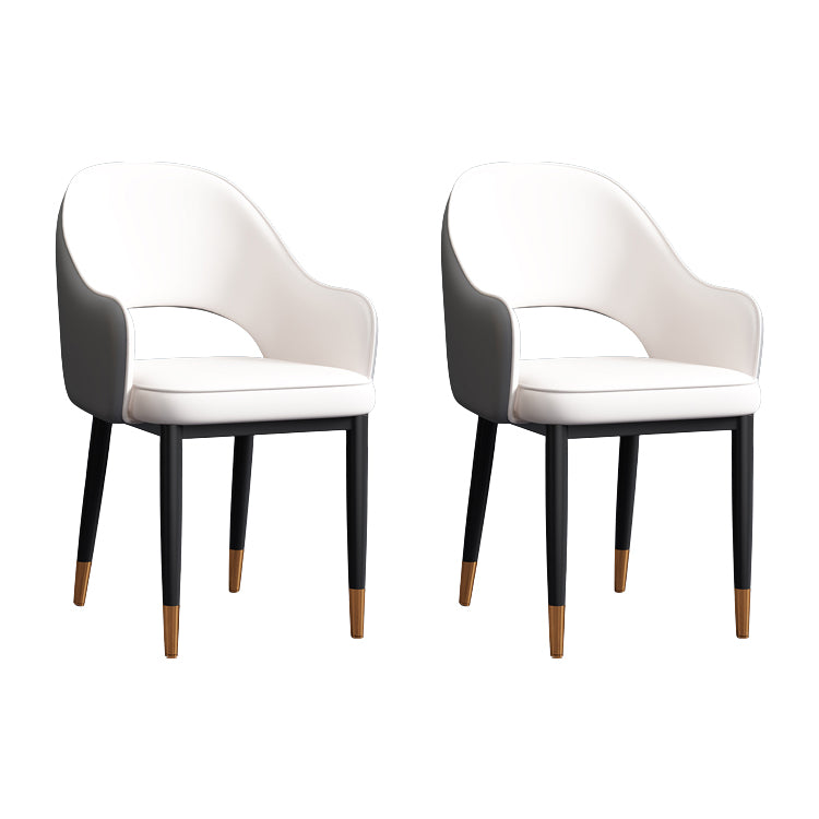 Contemporary Style Dining Chair Steel Legs Arm Chair with Upholstered