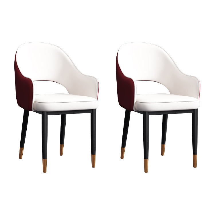 Contemporary Style Dining Chair Steel Legs Arm Chair with Upholstered