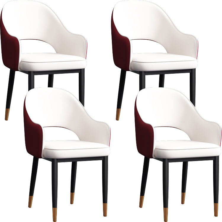 Contemporary Style Dining Chair Steel Legs Arm Chair with Upholstered