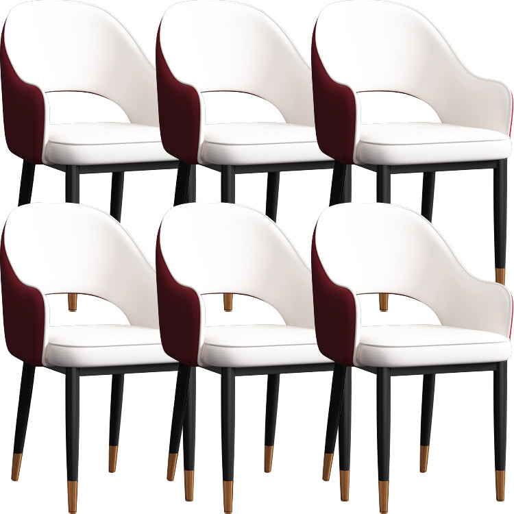 Contemporary Style Dining Chair Steel Legs Arm Chair with Upholstered