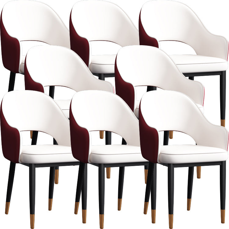 Contemporary Style Dining Chair Steel Legs Arm Chair with Upholstered
