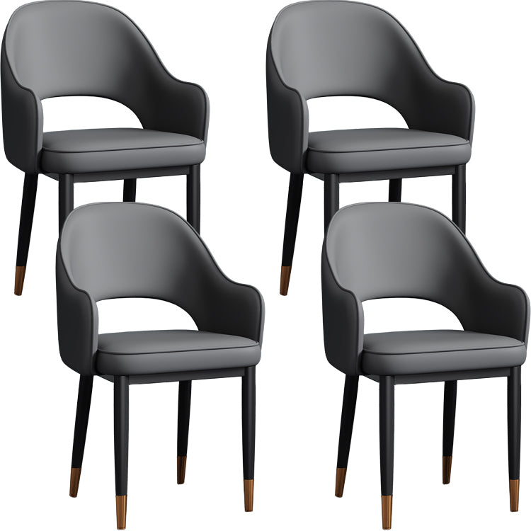 Contemporary Style Dining Chair Steel Legs Arm Chair with Upholstered