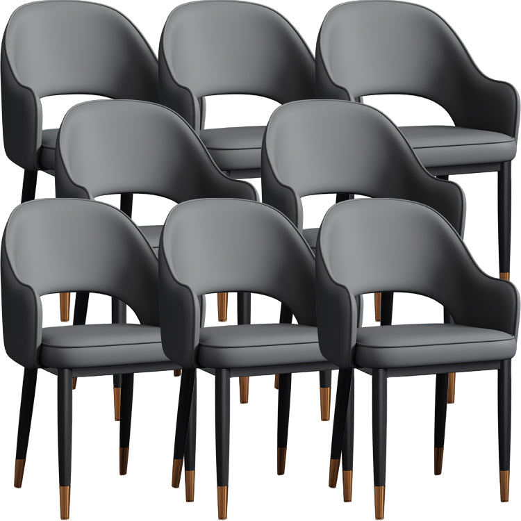 Contemporary Style Dining Chair Steel Legs Arm Chair with Upholstered