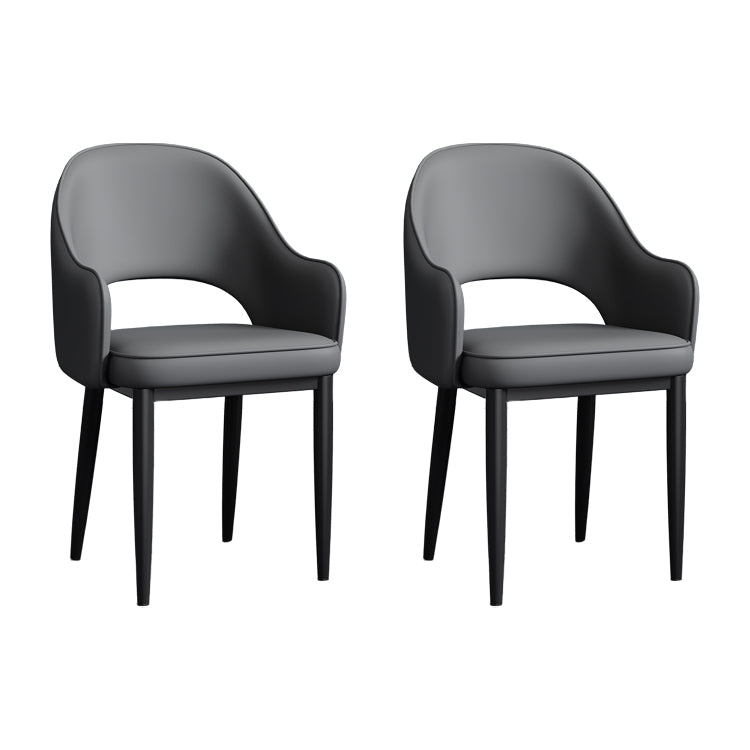 Contemporary Style Dining Chair Steel Legs Arm Chair with Upholstered