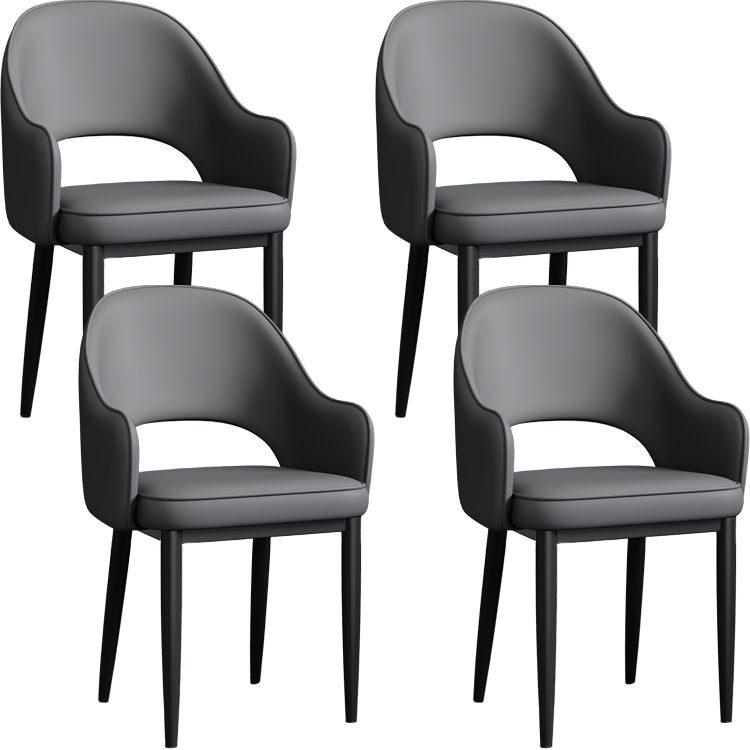 Contemporary Style Dining Chair Steel Legs Arm Chair with Upholstered