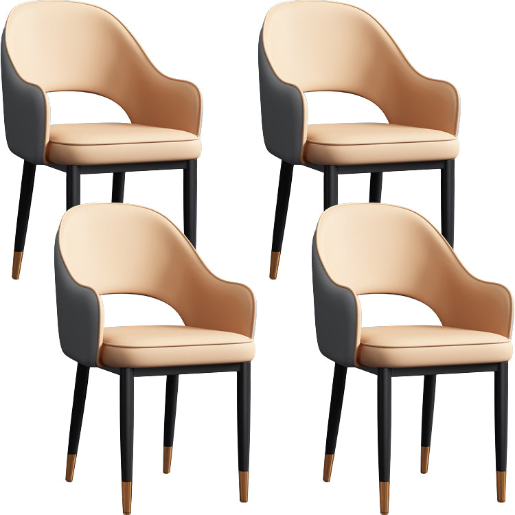 Contemporary Style Dining Chair Steel Legs Arm Chair with Upholstered