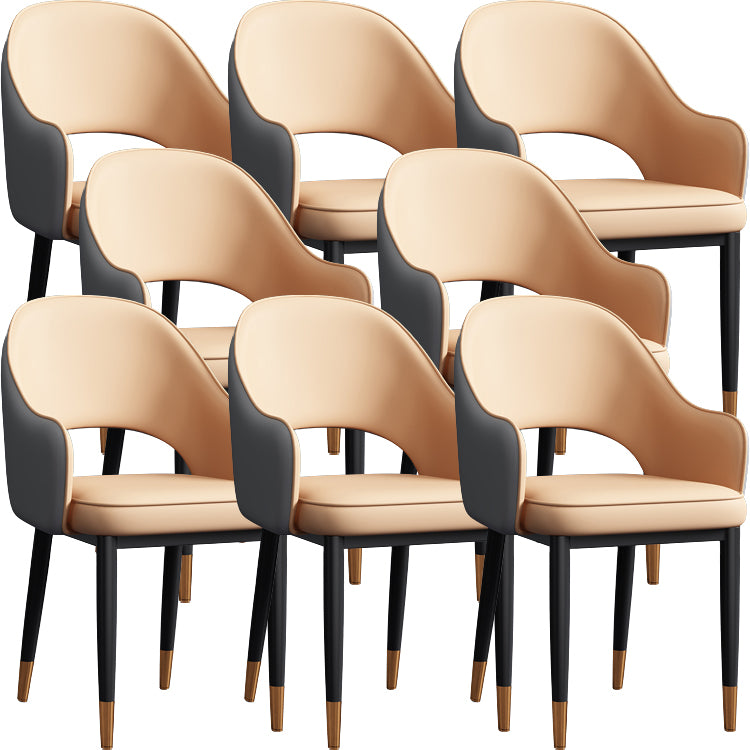Contemporary Style Dining Chair Steel Legs Arm Chair with Upholstered