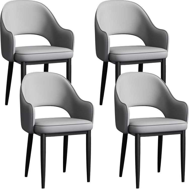 Contemporary Style Dining Chair Steel Legs Arm Chair with Upholstered