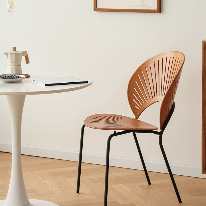 Modern Armless Dining Chairs Solid Wood Windsor Back Dining Side Chair