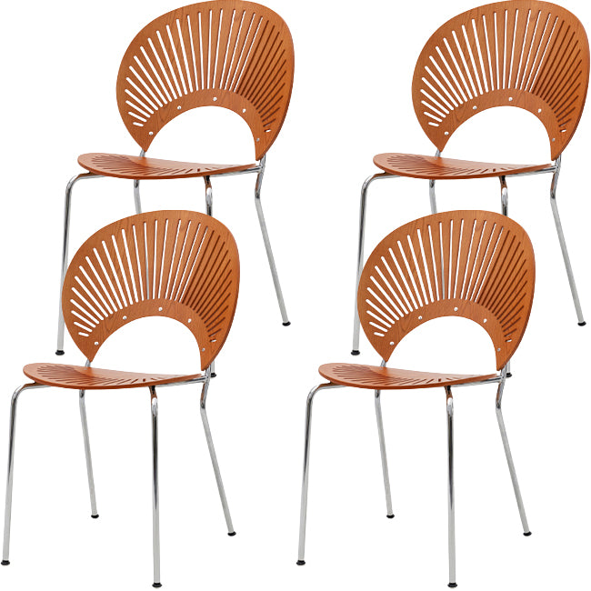 Modern Armless Dining Chairs Solid Wood Windsor Back Dining Side Chair
