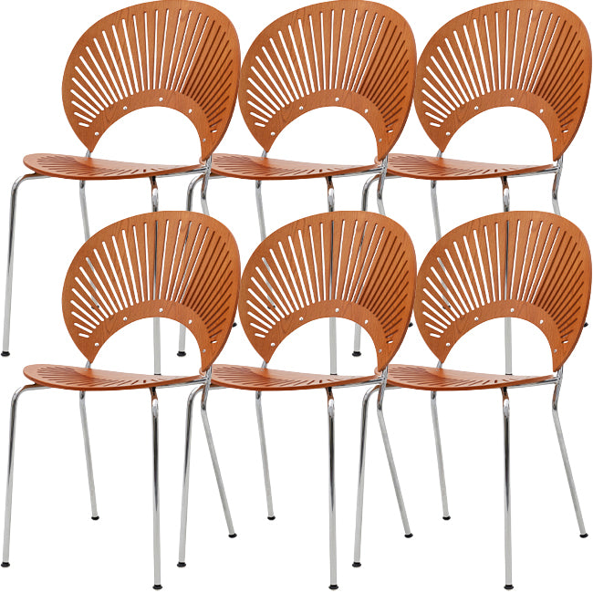 Modern Armless Dining Chairs Solid Wood Windsor Back Dining Side Chair