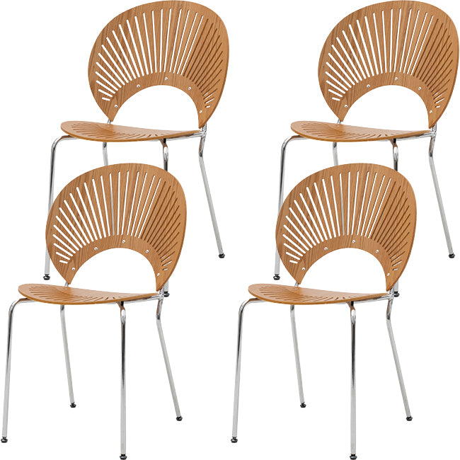 Modern Armless Dining Chairs Solid Wood Windsor Back Dining Side Chair