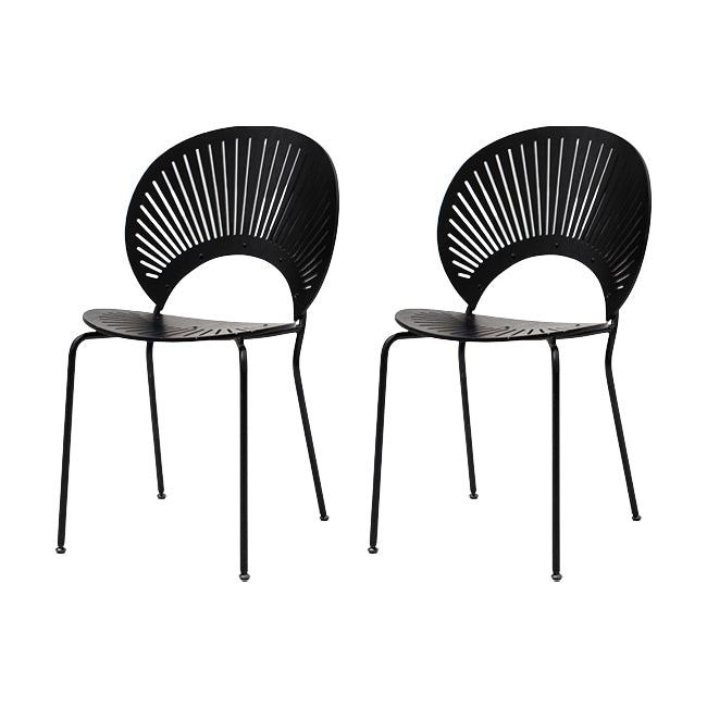 Modern Armless Dining Chairs Solid Wood Windsor Back Dining Side Chair