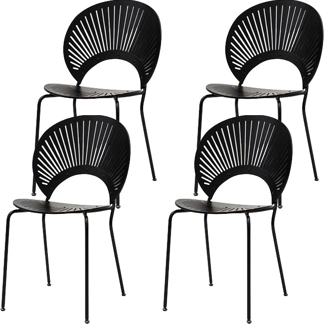 Modern Armless Dining Chairs Solid Wood Windsor Back Dining Side Chair