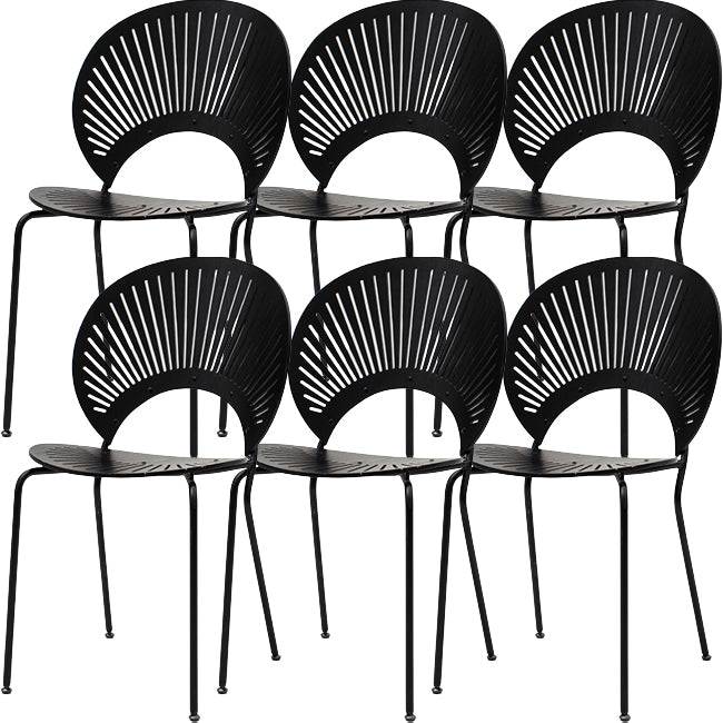 Modern Armless Dining Chairs Solid Wood Windsor Back Dining Side Chair