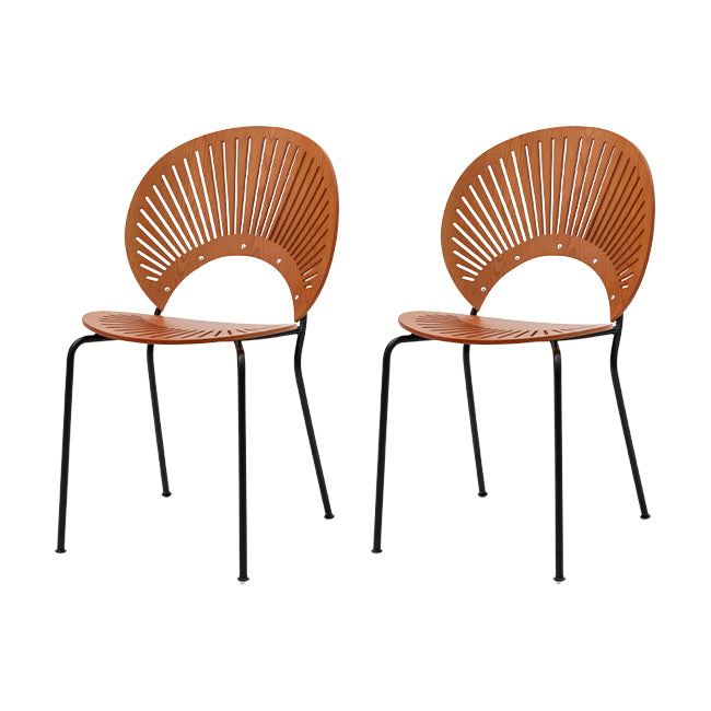 Modern Armless Dining Chairs Solid Wood Windsor Back Dining Side Chair