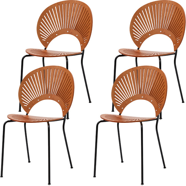 Modern Armless Dining Chairs Solid Wood Windsor Back Dining Side Chair