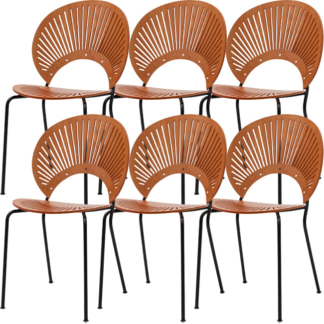 Modern Armless Dining Chairs Solid Wood Windsor Back Dining Side Chair