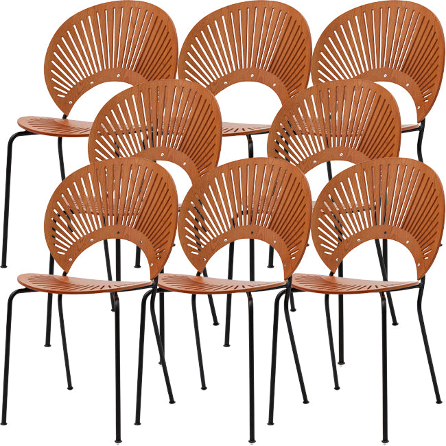 Modern Armless Dining Chairs Solid Wood Windsor Back Dining Side Chair