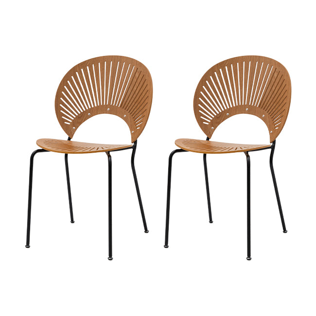 Modern Armless Dining Chairs Solid Wood Windsor Back Dining Side Chair