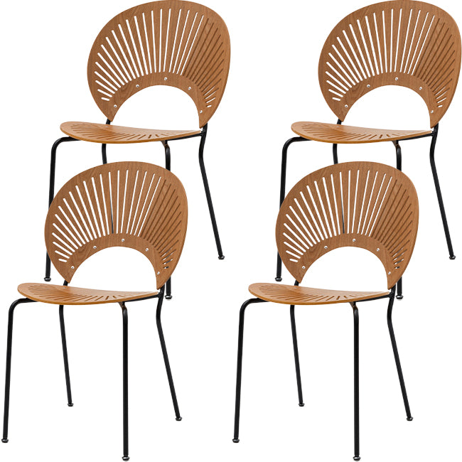 Modern Armless Dining Chairs Solid Wood Windsor Back Dining Side Chair