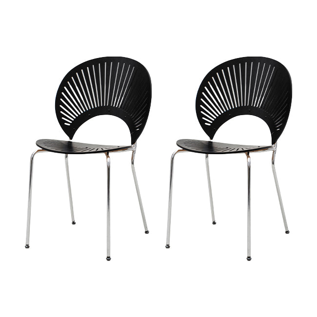 Modern Armless Dining Chairs Solid Wood Windsor Back Dining Side Chair