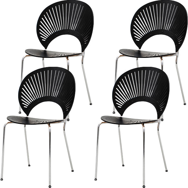 Modern Armless Dining Chairs Solid Wood Windsor Back Dining Side Chair