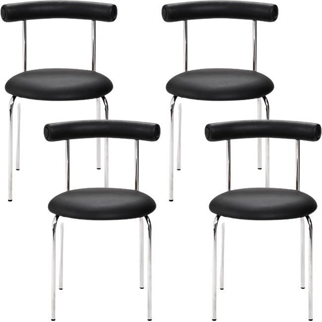 Silver Metal Legs Armless Dining Chairs Modern Faux Leather Dining Side Chair