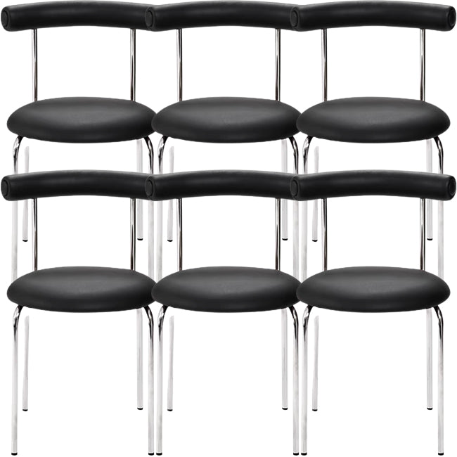 Silver Metal Legs Armless Dining Chairs Modern Faux Leather Dining Side Chair