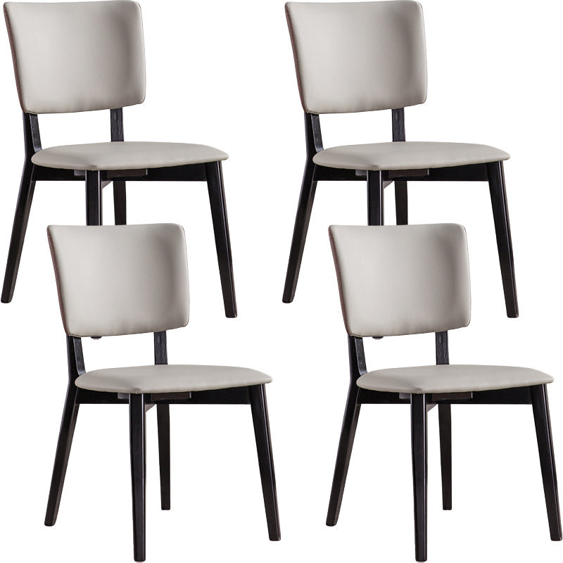 Solid Wood Frame Dining Chairs Modern Faux Leather Armless Chair