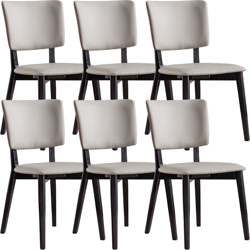 Solid Wood Frame Dining Chairs Modern Faux Leather Armless Chair