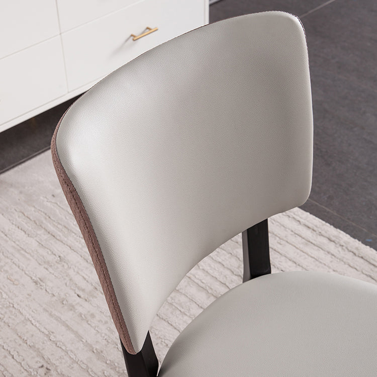 Solid Wood Frame Dining Chairs Modern Faux Leather Armless Chair