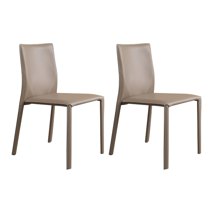 Modern Style Armless Dining Chairs Faux Leather Low Back Dining Side Chair