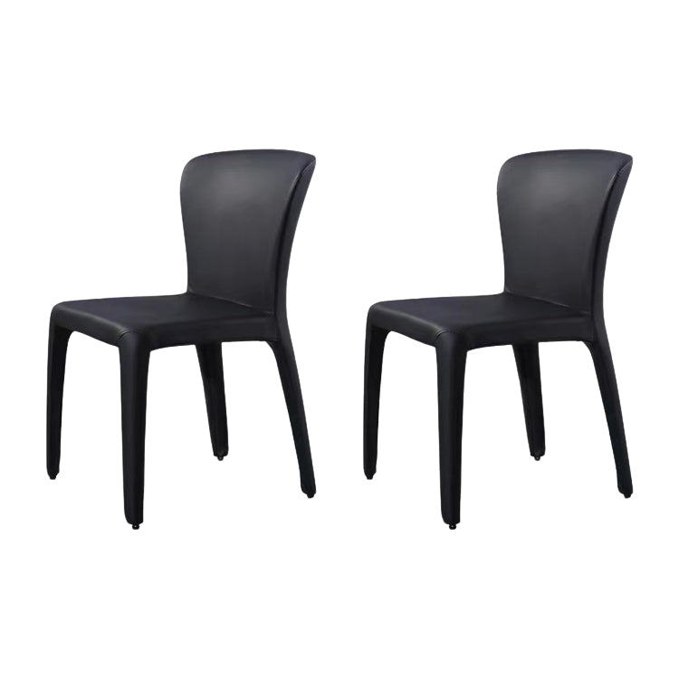 Contemporary Style Dining Chair Faux Leather Low Back Dining Side Chair