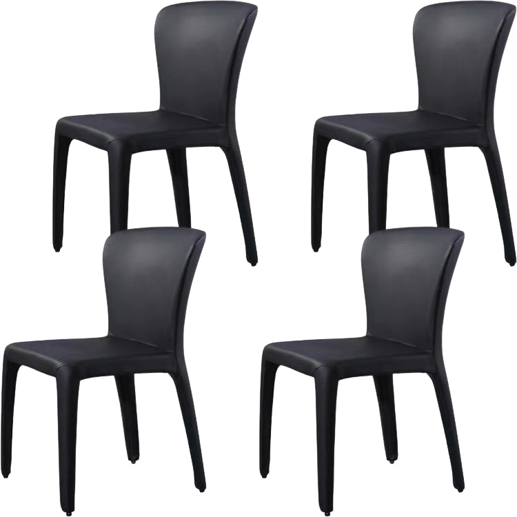 Contemporary Style Dining Chair Faux Leather Low Back Dining Side Chair
