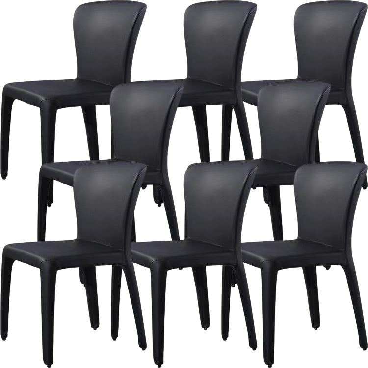 Contemporary Style Dining Chair Faux Leather Low Back Dining Side Chair