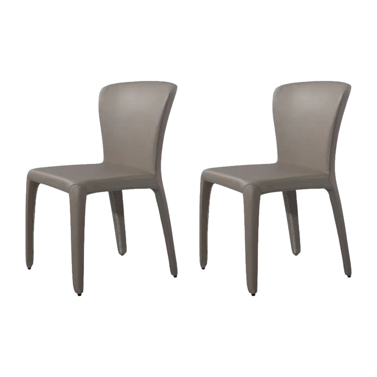Contemporary Style Dining Chair Faux Leather Low Back Dining Side Chair