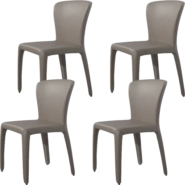 Contemporary Style Dining Chair Faux Leather Low Back Dining Side Chair