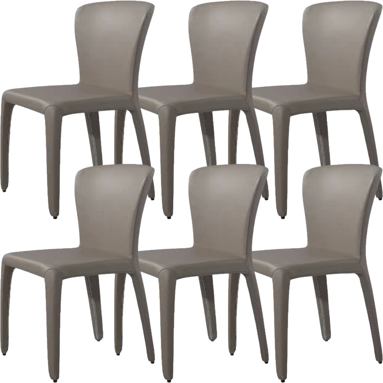 Contemporary Style Dining Chair Faux Leather Low Back Dining Side Chair