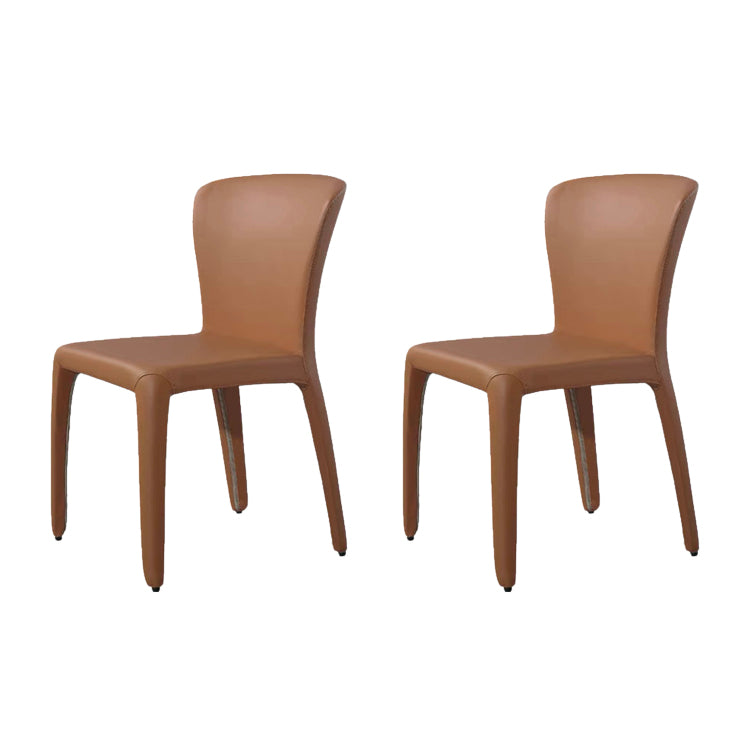 Contemporary Style Dining Chair Faux Leather Low Back Dining Side Chair